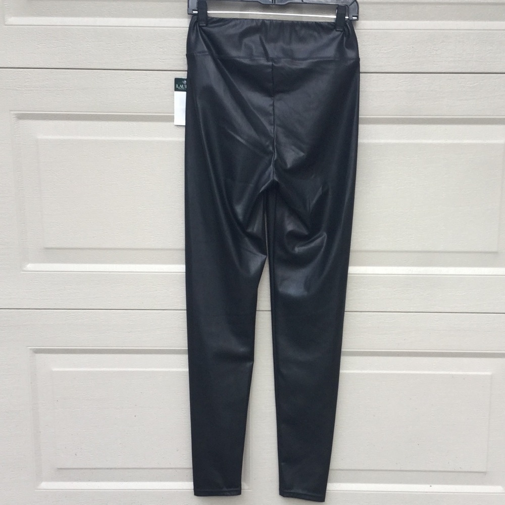 NWT Ralph Lauren Black Faux Leather Vegan Leggings - Picture 7 of 8